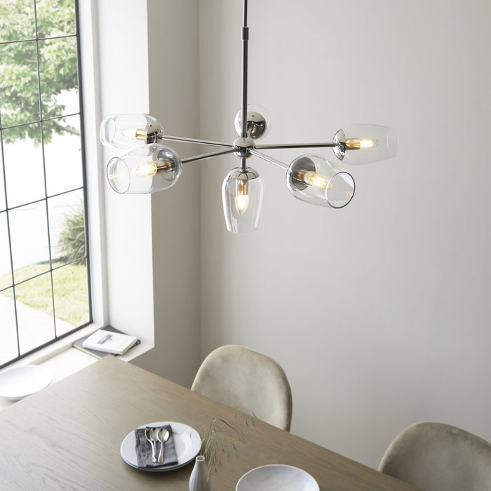 Endon 104095 Pendant 6 Light Bright Nickel Plate And Clear Glass