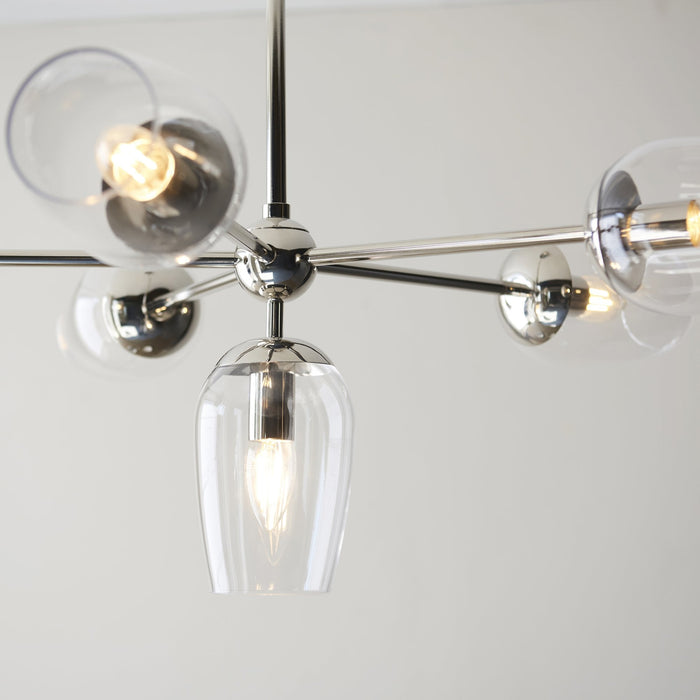 Endon 104095 Pendant 6 Light Bright Nickel Plate And Clear Glass