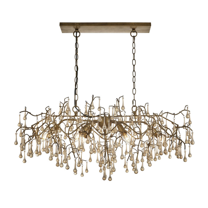 Endon 104242 Pendant 6 Light Aged Gold Paint And Champagne Lustre Glass