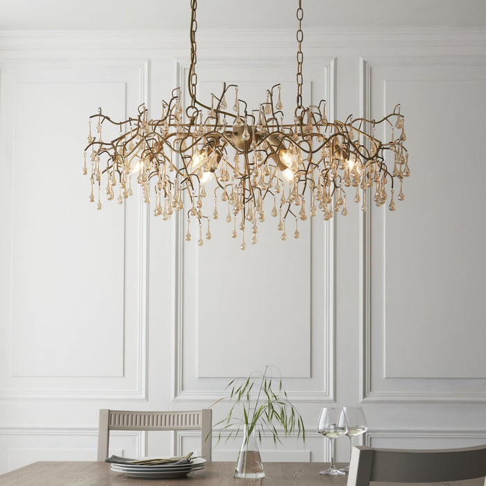 Endon 104242 Pendant 6 Light Aged Gold Paint And Champagne Lustre Glass