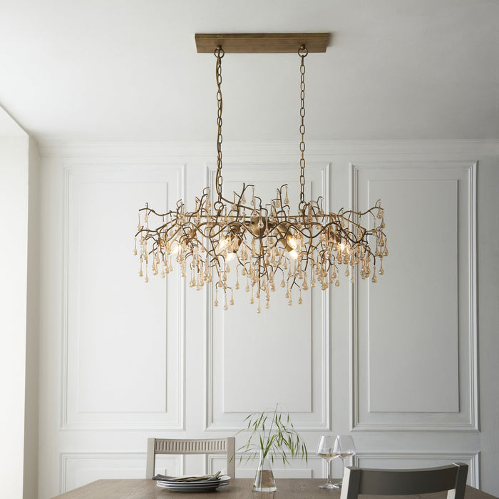 Endon 104242 Pendant 6 Light Aged Gold Paint And Champagne Lustre Glass
