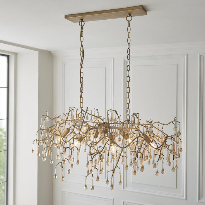 Endon 104242 Pendant 6 Light Aged Gold Paint And Champagne Lustre Glass