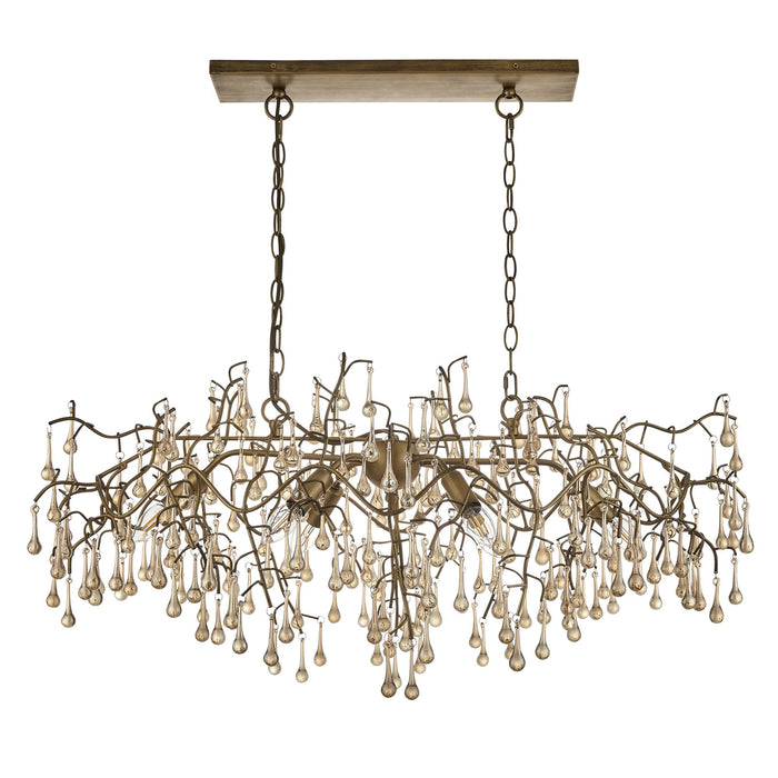 Endon 104242 Pendant 6 Light Aged Gold Paint And Champagne Lustre Glass