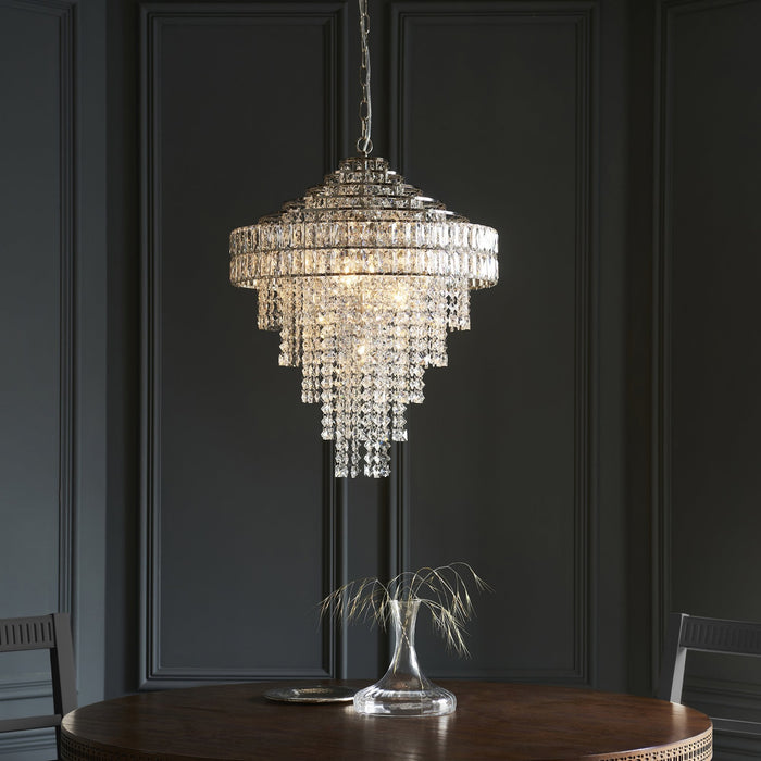 Endon 104295 Pendant 7 Light Bright Nickel Plate And Clear Crystal Glass