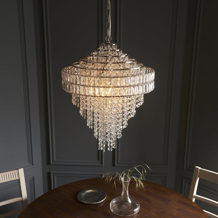 Endon 104295 Pendant 7 Light Bright Nickel Plate And Clear Crystal Glass
