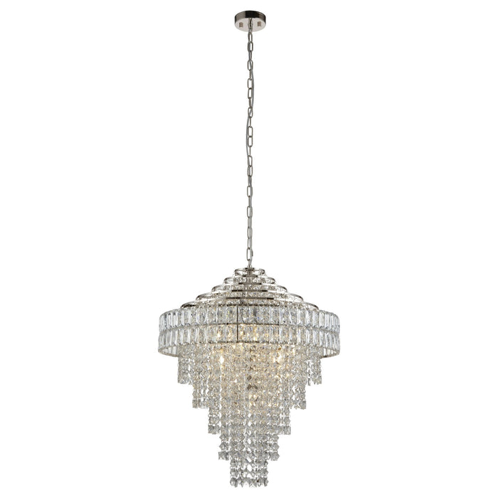 Nelson Lighting NL144295 Pendant 7 Light Bright Nickel Plate And Clear Crystal Glass