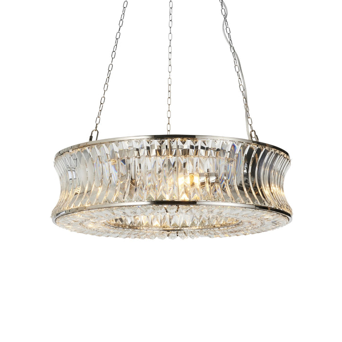 Nelson Lighting NL144528 Pendant 6 Light Bright Nickel Plate With Crystal And Clear Glass