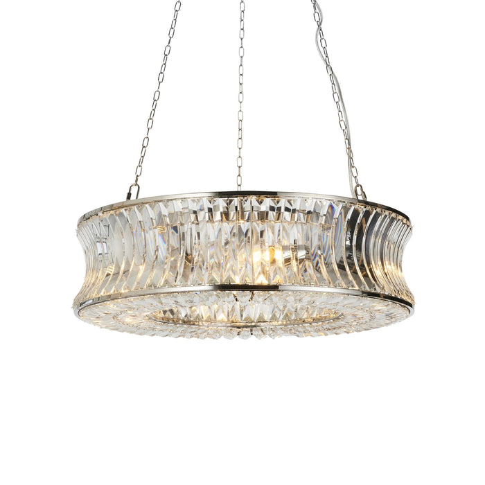 Endon 104528 Pendant 6 Light Bright Nickel Plate With Crystal And Clear Glass