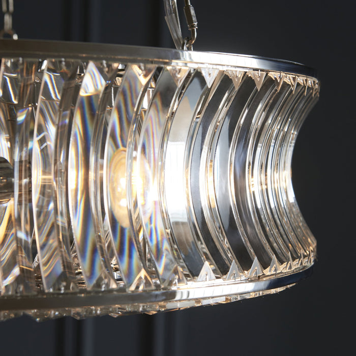 Endon 104528 Pendant 6 Light Bright Nickel Plate With Crystal And Clear Glass