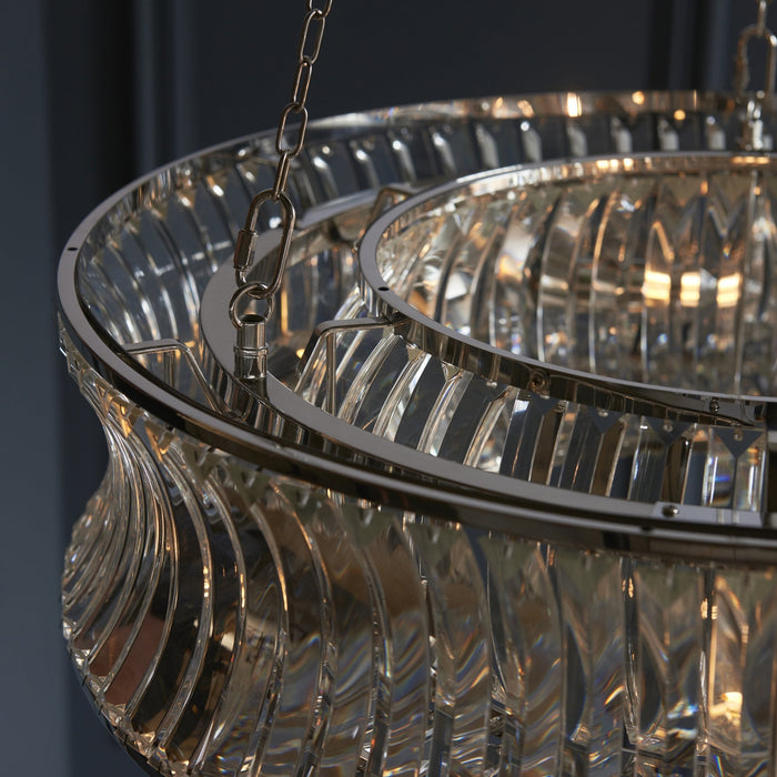 Endon 104528 Pendant 6 Light Bright Nickel Plate With Crystal And Clear Glass