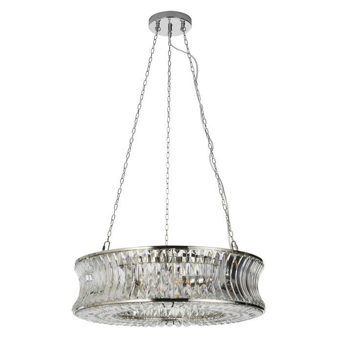 Nelson Lighting NL144528 Pendant 6 Light Bright Nickel Plate With Crystal And Clear Glass