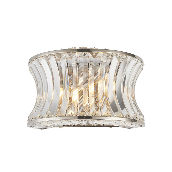 Endon 104529 Wall 2 Light Bright Nickel Plate With Crystal And Clear Glass