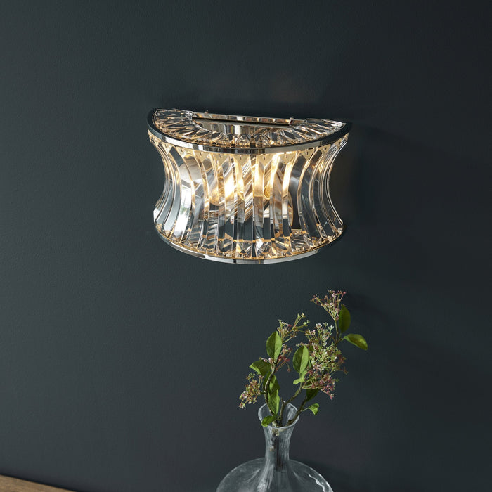 Endon 104529 Wall 2 Light Bright Nickel Plate With Crystal And Clear Glass