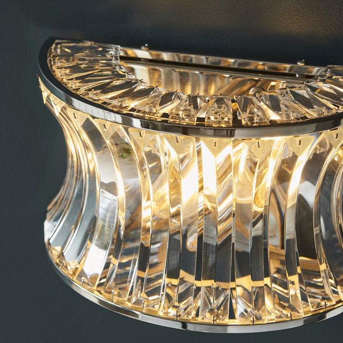 Endon 104529 Wall 2 Light Bright Nickel Plate With Crystal And Clear Glass