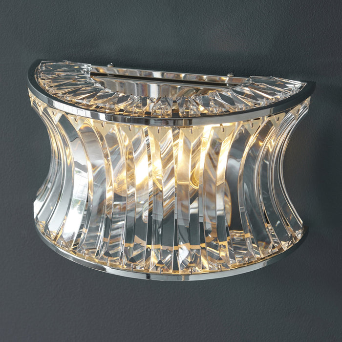 Nelson Lighting NL144529 Wall 2 Light Bright Nickel Plate With Crystal And Clear Glass