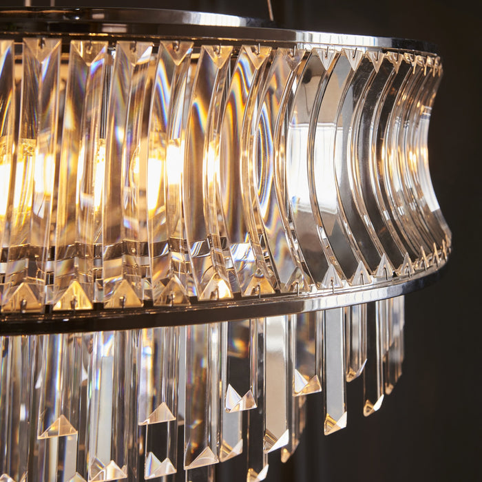 Endon 104530 Pendant 9 Light Bright Nickel Plate With Crystal And Clear Glass