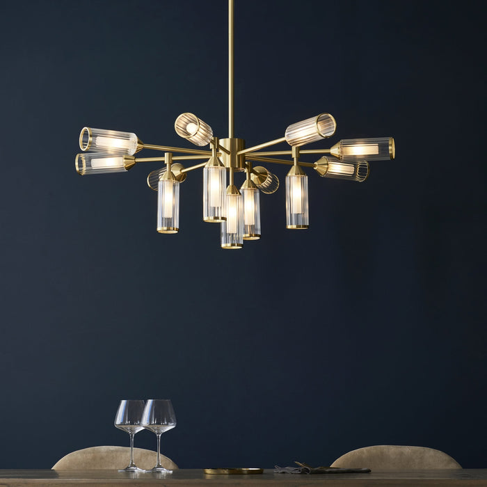 Endon 106256 Pendant 13 Light Satin Brass Plate With Clear And Frosted Glass