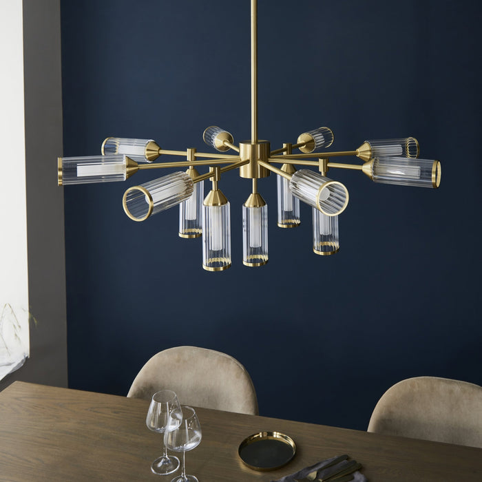 Endon 106256 Pendant 13 Light Satin Brass Plate With Clear And Frosted Glass