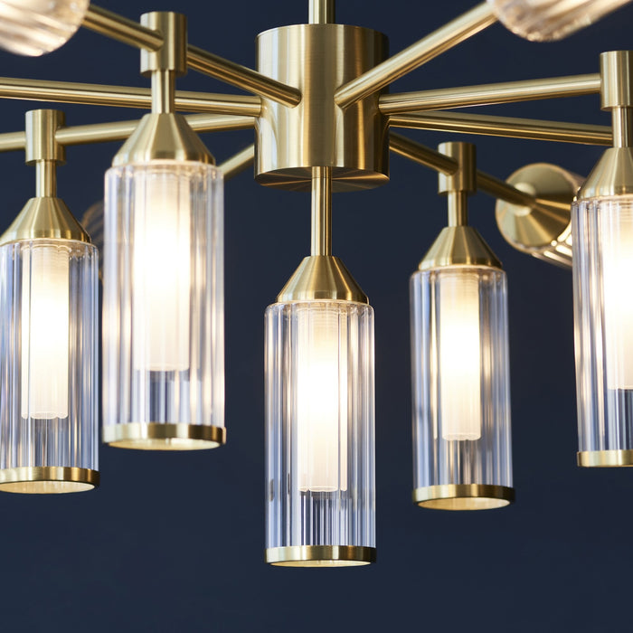 Endon 106256 Pendant 13 Light Satin Brass Plate With Clear And Frosted Glass