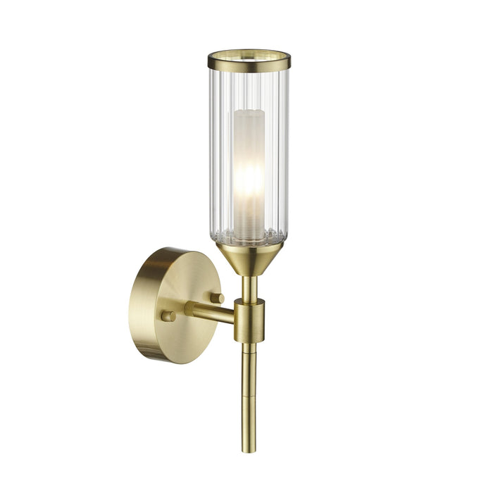 Endon 106258 Wall 1 Light Satin Brass Plate With Clear And Frosted Glass