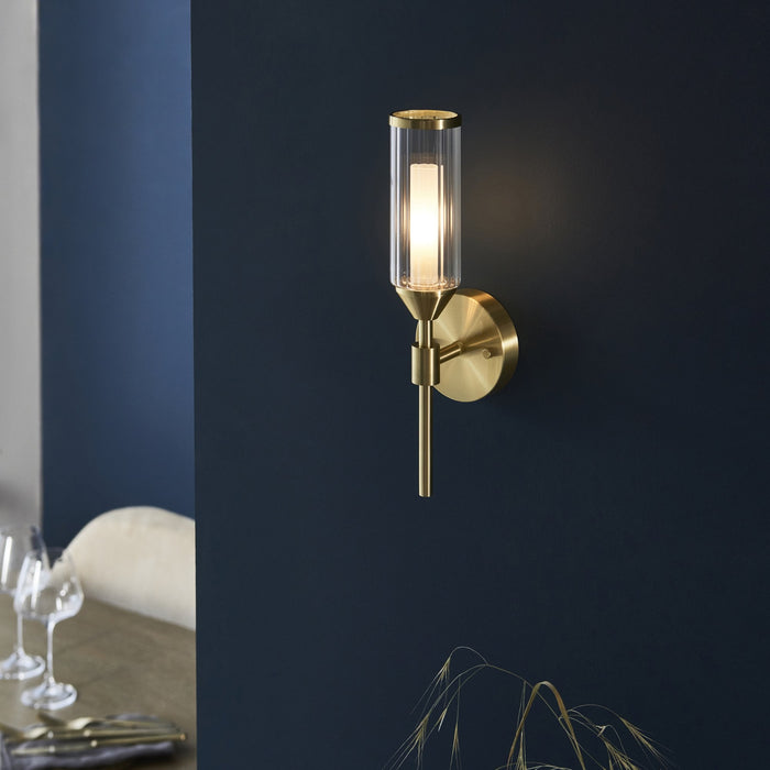 Nelson Lighting NL146258 Wall 1 Light Satin Brass Plate With Clear And Frosted Glass