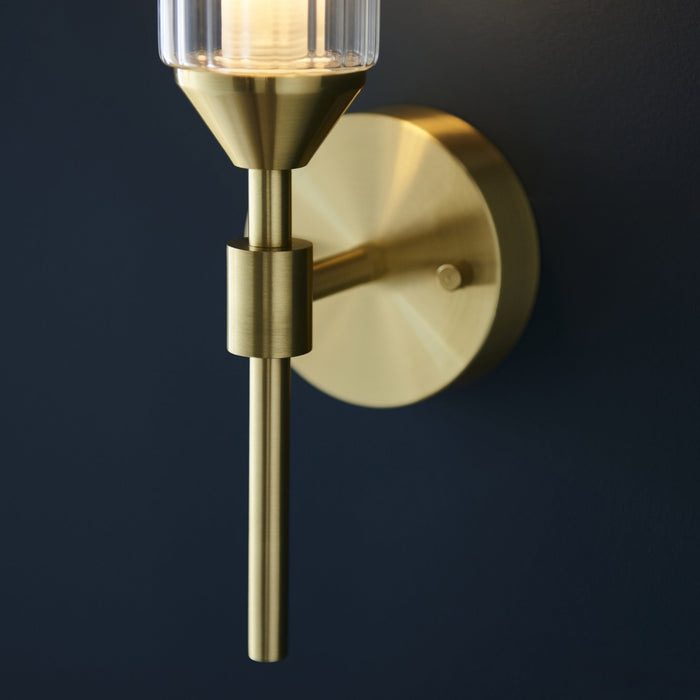 Endon 106258 Wall 1 Light Satin Brass Plate With Clear And Frosted Glass