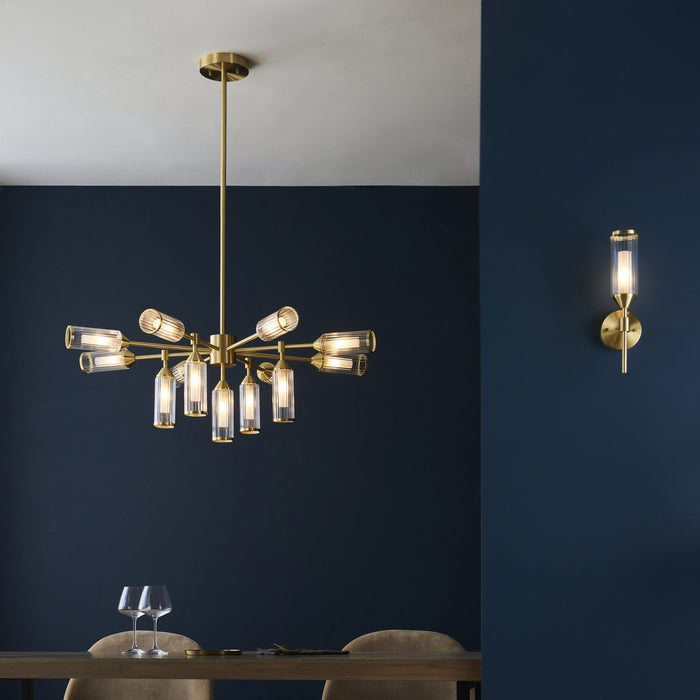 Endon 106258 Wall 1 Light Satin Brass Plate With Clear And Frosted Glass