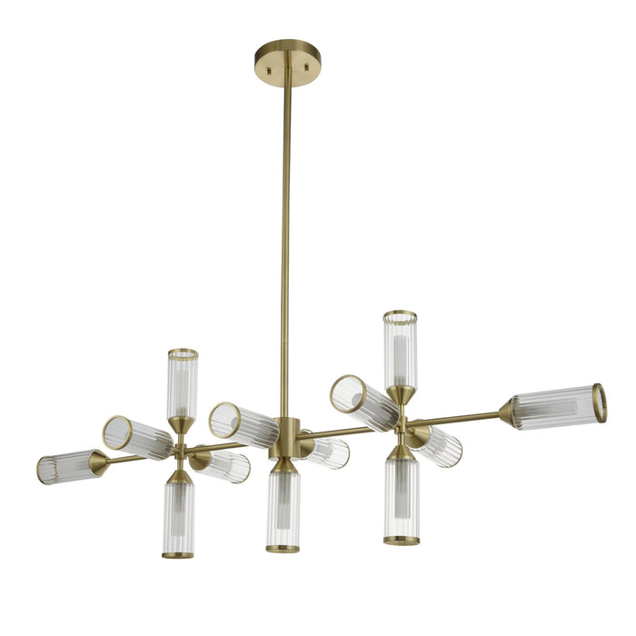 Nelson Lighting NL146259 Pendant 13 Light Satin Brass Plate With Clear And Frosted Glass