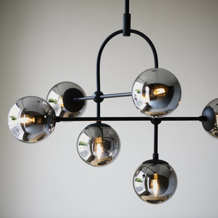 Endon 106661 Semi Flush Ceiling 6 Light Matt Black And Smoked Mirror Glass