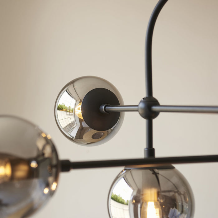 Endon 106661 Semi Flush Ceiling 6 Light Matt Black And Smoked Mirror Glass