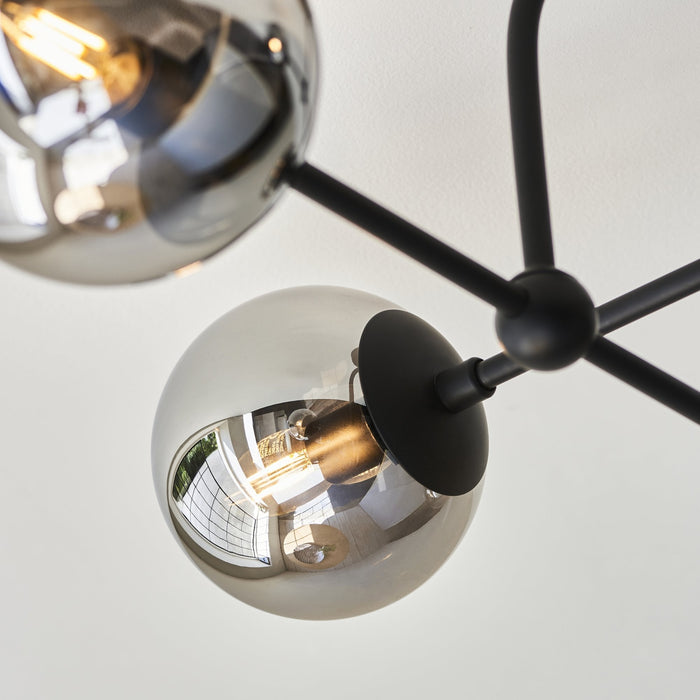 Endon 106662 Semi Flush Ceiling 4 Light Matt Black And Smoked Mirror Glass