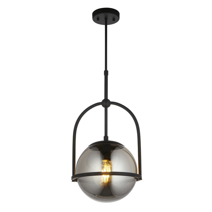 Endon 106663 Pendant 1 Light Matt Black And Smoked Mirror Glass