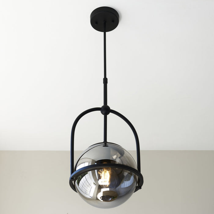 Endon 106663 Pendant 1 Light Matt Black And Smoked Mirror Glass