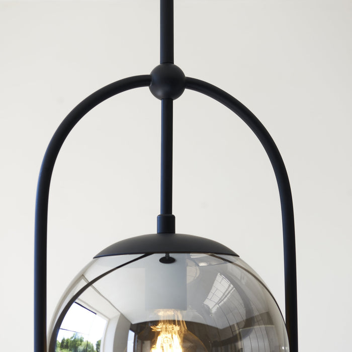 Endon 106663 Pendant 1 Light Matt Black And Smoked Mirror Glass