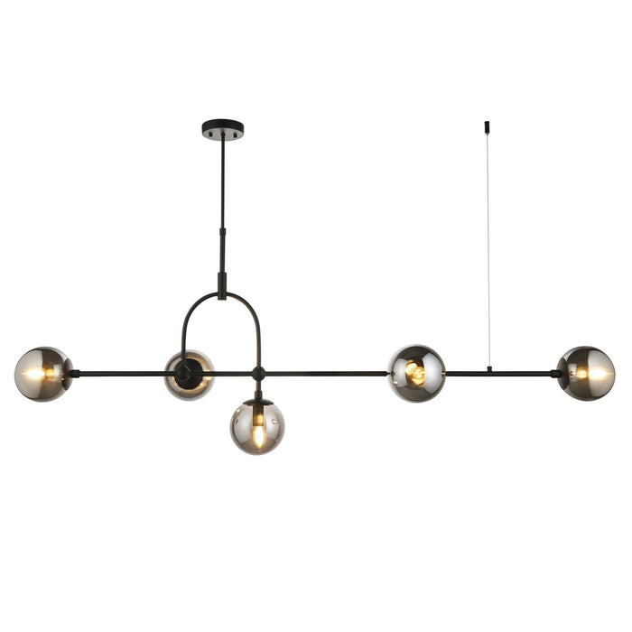 Endon 106665 Pendant 5 Light Matt Black And Smoked Mirror Glass