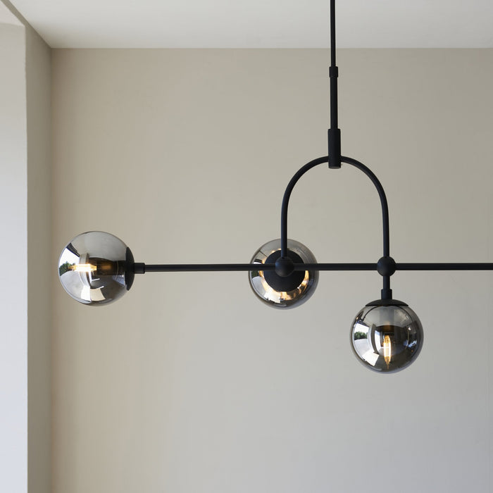 Endon 106665 Pendant 5 Light Matt Black And Smoked Mirror Glass