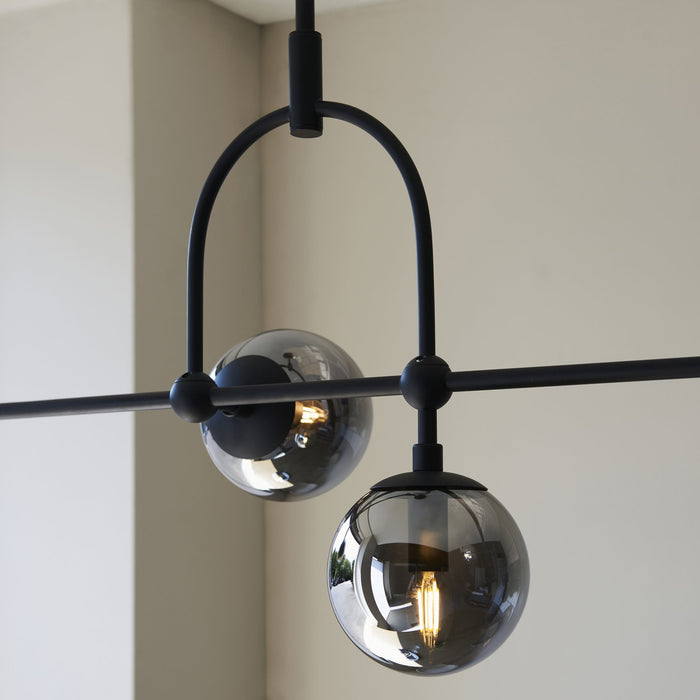 Endon 106665 Pendant 5 Light Matt Black And Smoked Mirror Glass