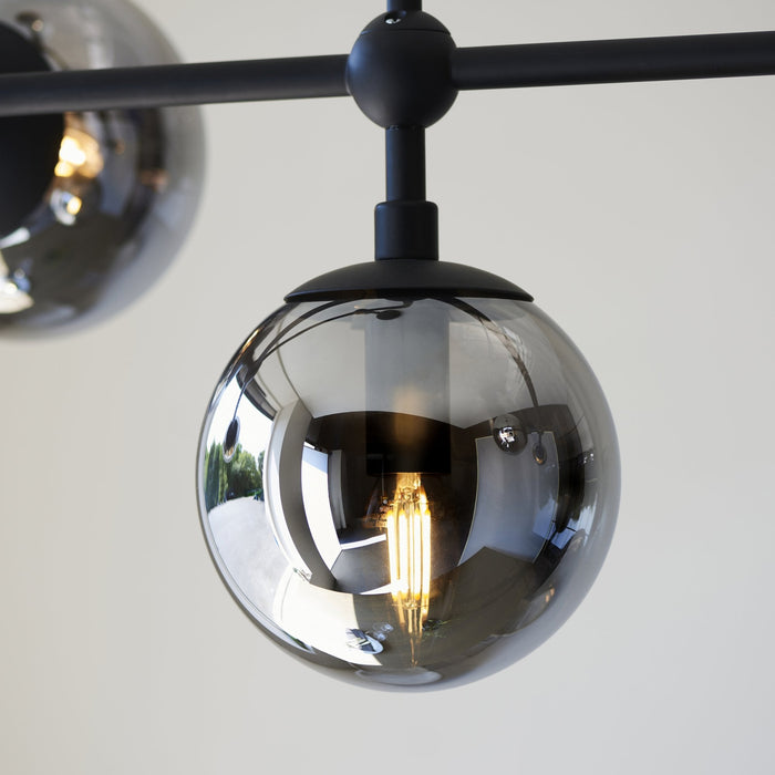 Endon 106665 Pendant 5 Light Matt Black And Smoked Mirror Glass