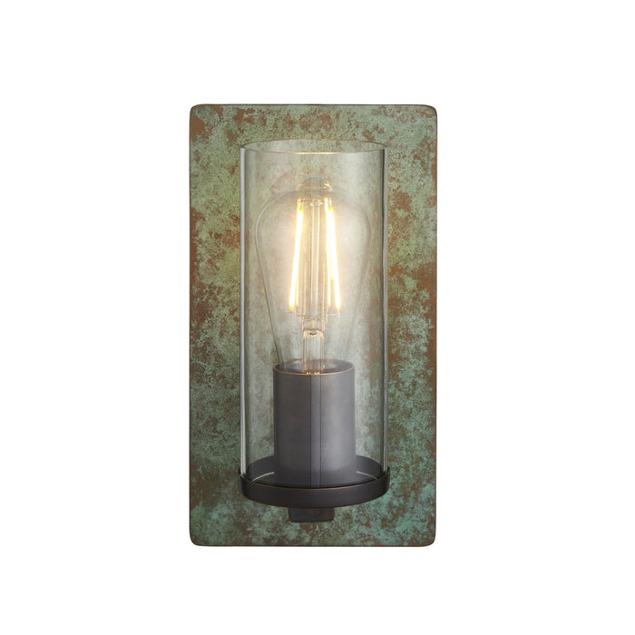 Endon 106721 Wall 1 Light Verdigris Bronze Plate And Clear Glass