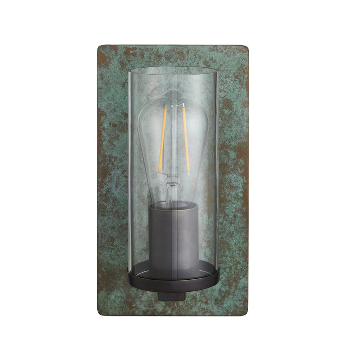 Endon 106721 Wall 1 Light Verdigris Bronze Plate And Clear Glass