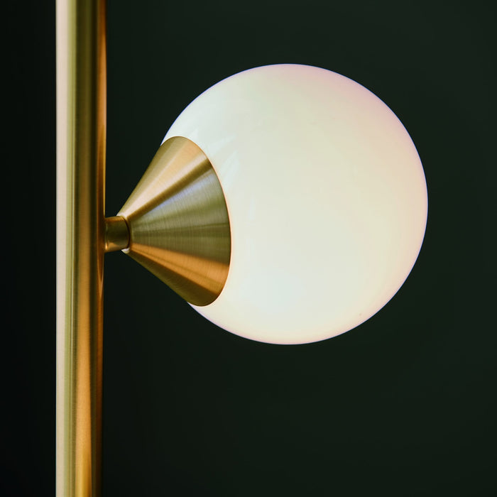 Endon 106756 Floor Lamp 5 Light Satin Brass Plate And Gloss White Glass