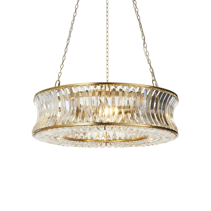 Endon 106811 Pendant 6 Light Warm Brass Plate With Crystal And Clear Glass