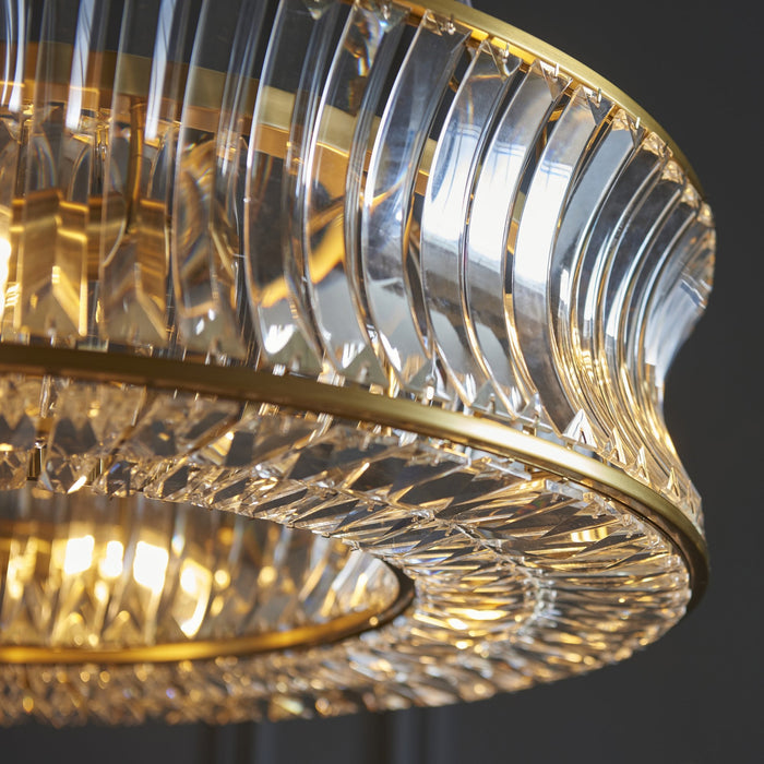 Endon 106811 Pendant 6 Light Warm Brass Plate With Crystal And Clear Glass