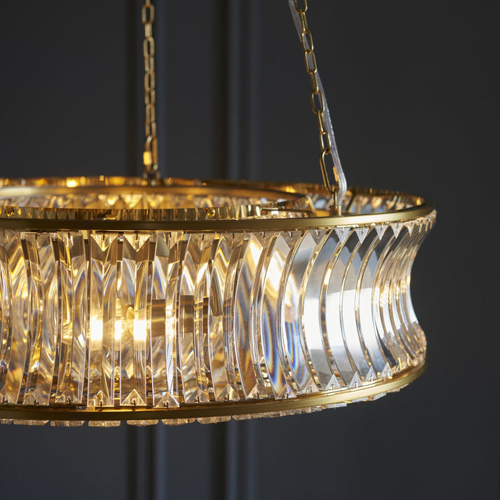 Endon 106811 Pendant 6 Light Warm Brass Plate With Crystal And Clear Glass