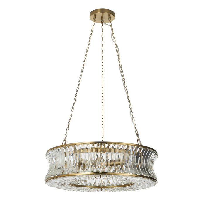 Endon 106811 Pendant 6 Light Warm Brass Plate With Crystal And Clear Glass