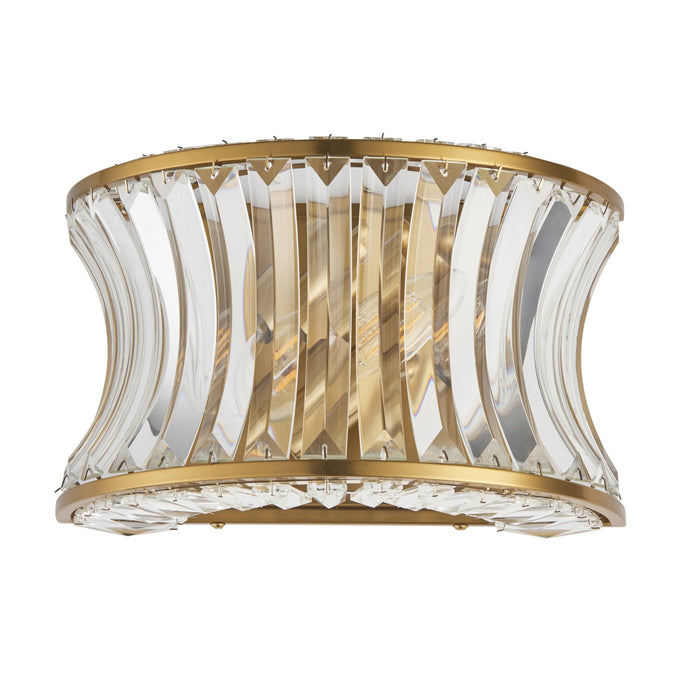 Endon 106812 Wall 2 Light Warm Brass Plate With Crystal And Clear Glass