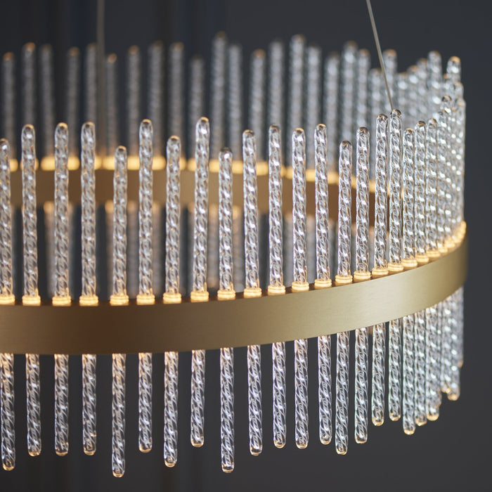 Endon 107671 Pendant LED Light Brushed Gold Plated Finish And Clear Glass