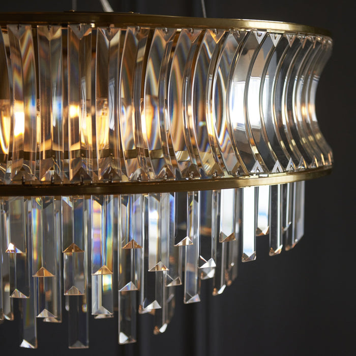 Endon 107785 Pendant 9 Light Warm Brass Plate With Crystal And Clear Glass
