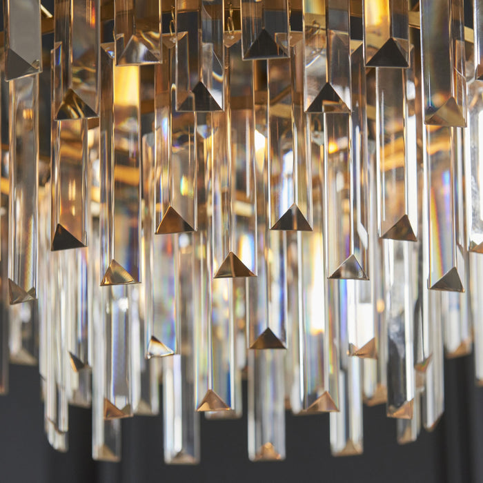 Endon 107785 Pendant 9 Light Warm Brass Plate With Crystal And Clear Glass