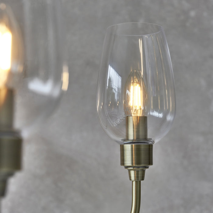 Endon 107791 Pendant 6 Light Antique Brass Plate And Clear Glass